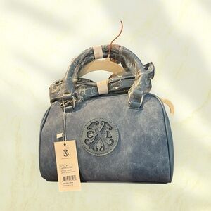 Christian Lacroix Denim Blue Satchel Handbag